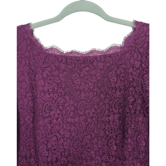 Adrianna Papell Lace Maxi Dress Purple 14 Petite Shortened Wedding Guest Formal - Picture 11 of 13